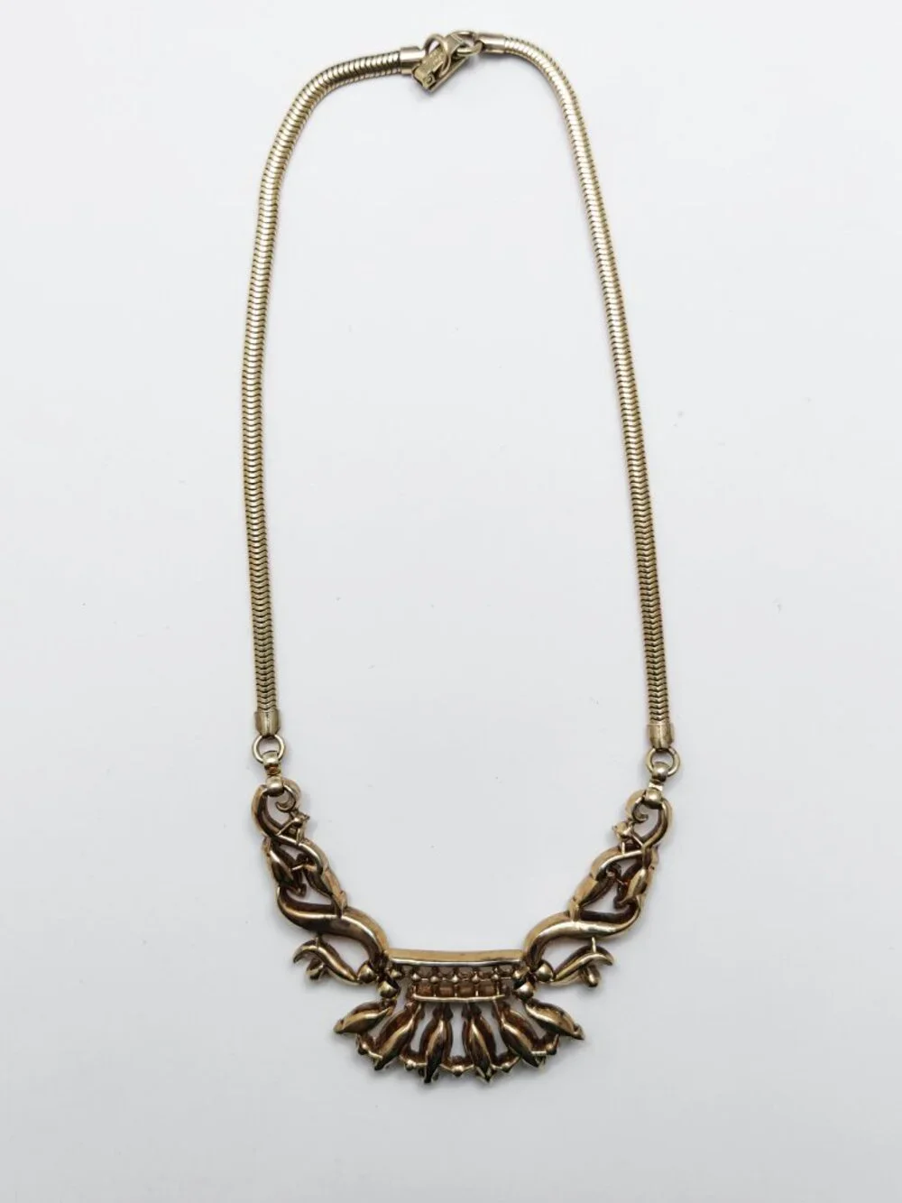 Vintage 50s Signed Crown Trifari PAT PEND A Philippe Book Piece Coronet Necklace - Picture 3 of 5